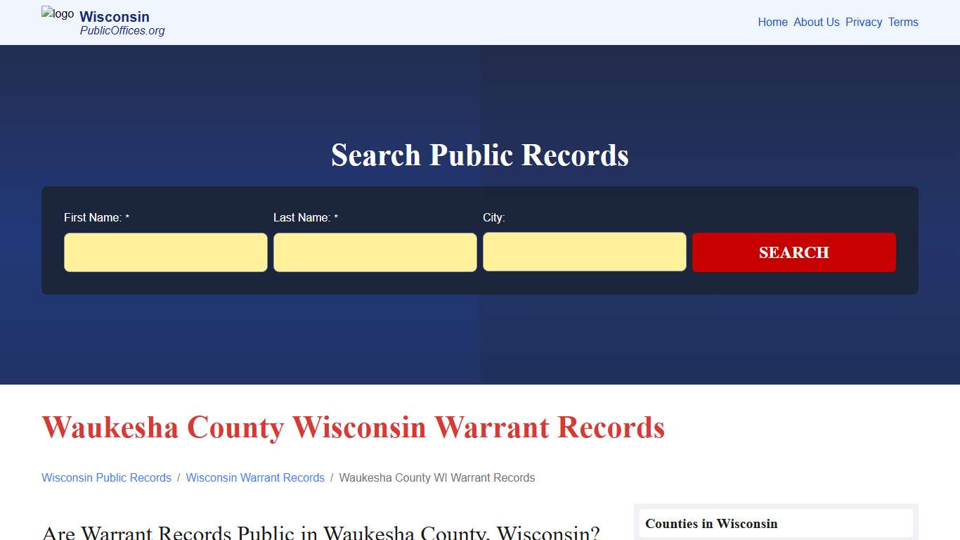 Waukesha County, WI Warrant Records Search – PublicOffices.org